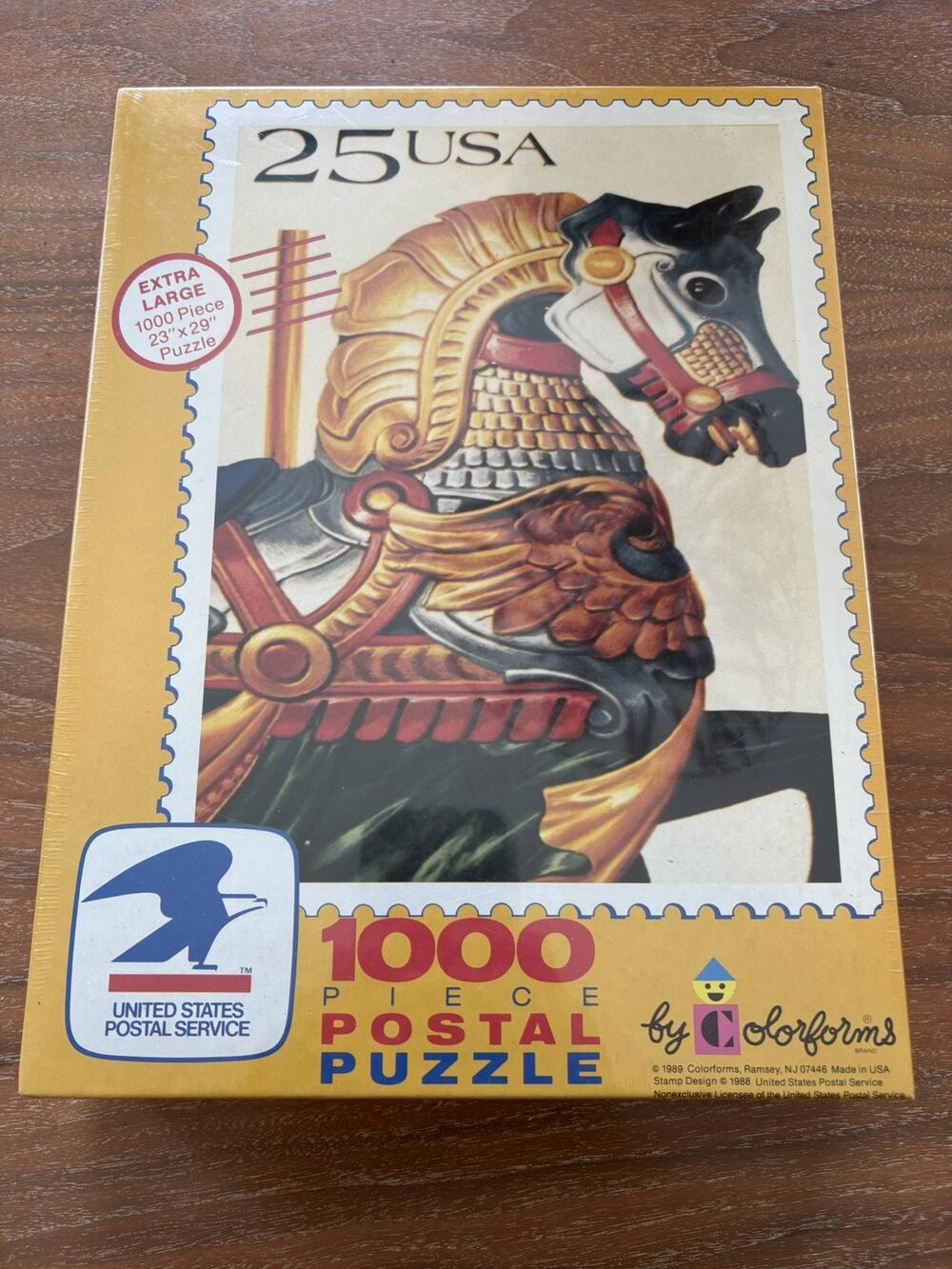 Carousel Horse Stamp Postal Puzzle USPS 1989 by Colorforms 1000pc 23"x29" sealed